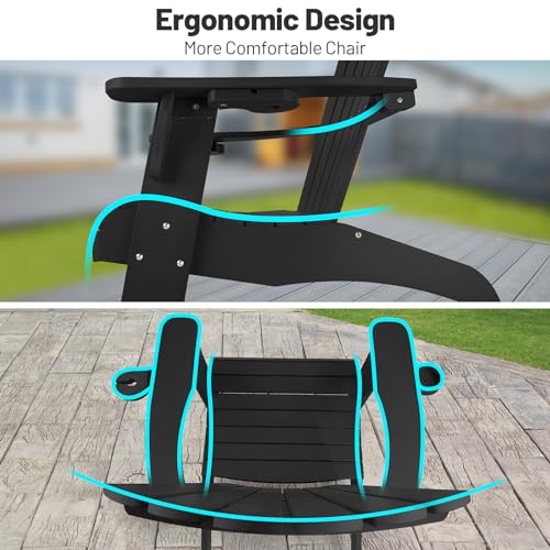 CECAROL OVERSIZED ADIRONDACK CHAIR PLASTIC OUTDOOR FIRE PIT CHAIR AC01 - BLACK - Like New