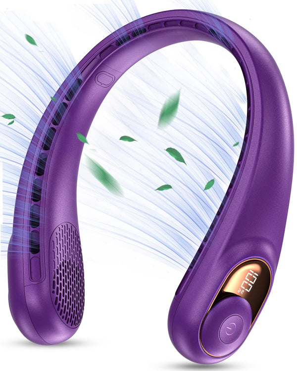 KIDEE NECK FAN RECHARGEABLE COOLING AIR VOLUME ULTRA QUIET - PURPLE - Like New
