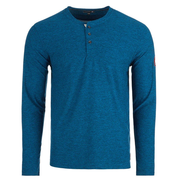 CANADA WEATHER GEAR MEN'S LONG SLEEVE SUPREME SOFT HENLEY, LARGE, SEAPORT BLUE - Brand New
