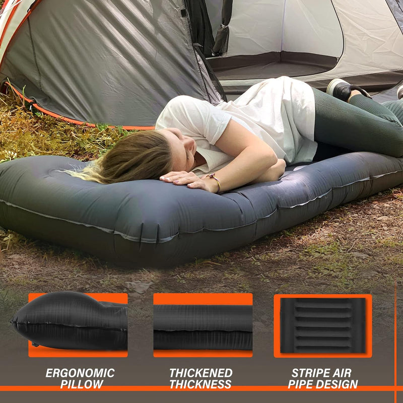 TOBTOS Inflatable Camping Pillow Thick 6 Inch Ultralight Sleeping Pad LG70 - Like New