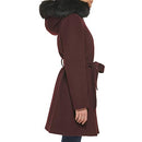 352SW478 COLE HAAN WOMEN'S HOODED COAT SLICK WOOL RETAIL SIZE 8 - BORDEAUX - Brand New