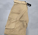 BLU ROCK NEW YORK MEN SLIM FIT STRETCH BELTED CARGO SHORTS - SIZE: 38 - KHAKI - Brand New