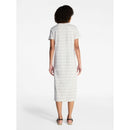 TIME AND TRU COTTON MIDI T-SHIRT DRESS SIZE: M - LIGHT OATMEAL HEATHER STRIPE - Brand New