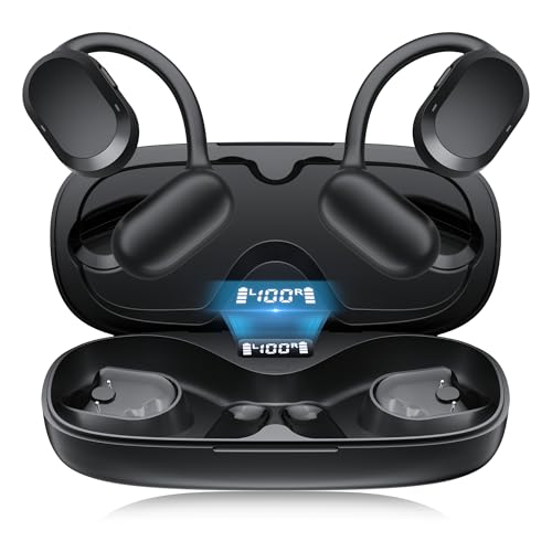 TTQ OPEN EAR HEADPHONES OPEN EAR EARBUDS IPX7 WATERPROOF CT26 - BLACK - Like New