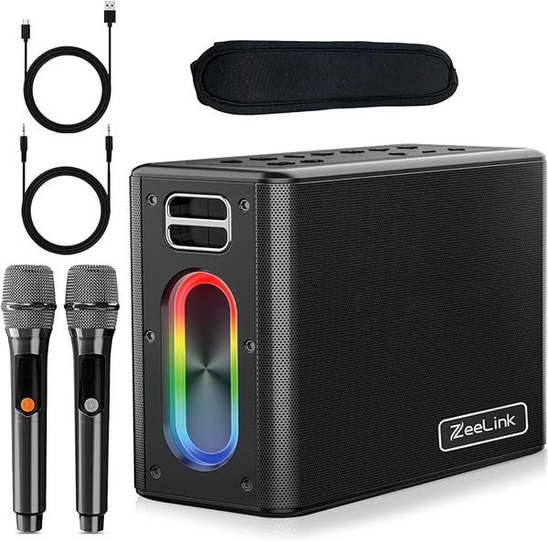 ZEELINK Karaoke Machine Two Wireless Microphones 150W Powerful - Scratch & Dent