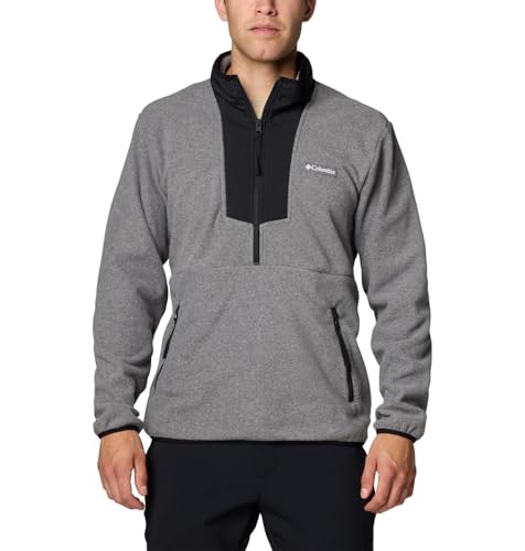 COLUMBIA MEN'S DISCONTINUED SEQUOIA GROVE HALF ZIP FLEECE- M, CITY GRAY/BLACK - Brand New