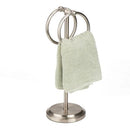 HOME MART GOODS DOUBLE RING FINGERTIP TOWEL HOLDER WITH HEAVY BASE, SATIN NICKLE - Brand New