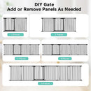 COMOMY 150" BABY GATE EXTRA WIDE DOG GATE FOR HOUSE STAIRS DOORWAYS BLACK - Like New