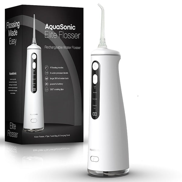 AquaSonic - Elite - Portable Cordless Water Flosser AS-ELITE-FLOS-WH - White Like New