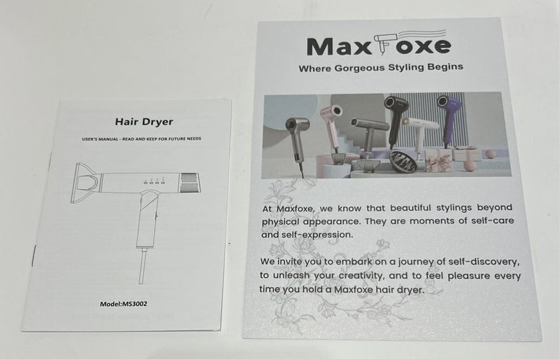 MAXFOXE TRAVEL BLOW DRYER FOLDABLE IONIC SMALL 9 MODES HAIRDRYER - WHITE - Like New