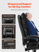 VEVOR EXECUTIVE OFFICE CHAIR HIGH BACK CHAIR WITH FOOTREST LUMBAR PILLOW - BLACK - Like New