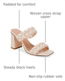 Syktkmx Womens Braided Chunky Heels Sandals Dressy Sandal Pink Orange Size 8 - Like New