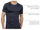 AMZON ESSENTIALS 5 PACK MEN'S DRY FIT WORKOUT T SHIRTS - SIZE L, SET 12 - Brand New