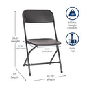 Flash Hercules Series Big & Tall Stackable Plastic Folding Chairs Set of 4 Black - Brand New
