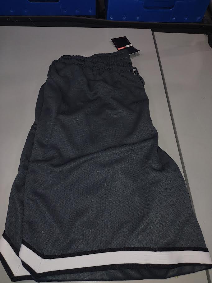 JUMP START MEN'S MESH QUICK DRY ATHLETIC SHORTS - SIZE: XL - CHARCOAL/WHITE - Brand New