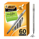 BIC XTRA LIFE ROUND BALLPOINT PEN MEDIUM (1.0MM) BLACK 60-COUNT GSM609 - BLACK - Brand New