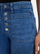 TIME AND TRU WOMEN'S PATCH POCKET FLARE JEANS SIZE 4 - BLUE - Brand New