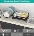 YASONIC Dish Drying Rack with Drainboard, 2-Tier Dish Drainer - Black - Like New