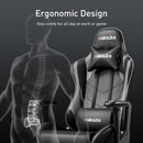 HBADA ERGONOMIC VIDEO GAMING CHAIR WITH FOOTREST PU LEATHER - GRAY-1 - Like New