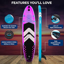 SereneLife 10’6” Inflatable Stand-Up Paddle Board with LED Lights - Black - Like New