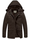 WenVen Men's Winter Thicken Cotton Parka Jacket Warm Coat, Brown, S - Brand New