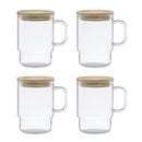 LENOX DRINKWARE TUSCANY CLASSICS HOT BEVERAGE 8 PIECE MUGS - CLEAR/BAMBOO - Like New