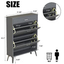 AWQM SHOE CABINET WOODEN FREE STANDING SHOE STORAGE CABINET ENTRYWAY - GREY - Like New
