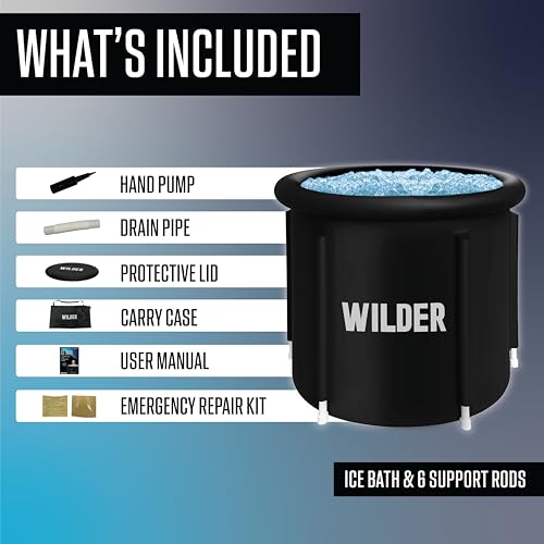 WILDER PORTABLE ICE BATH TUB FOR COLD PLUNGE THERAPY 29.5'' X 31.5'', XL - BLACK - Like New