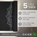 Gaiam Yoga Mat Premium Print, 5mm Non-Slip Mat (Black Marrakesh) - Brand New
