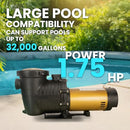 XtremepowerUS 1.5HP in-Ground Pool Pump 5280GPH Dual Speed 1.5 NPT 220V - Black - Like New