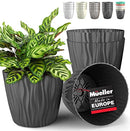 Mueller Austria Plant and Flower Pot 12 Inch European Made 4/1 Set - Grey - Brand New