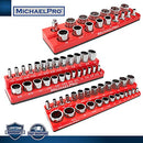 MichaelPro 3PC Magnetic Socket Organizer 1/4", 3/8" & 1/2" Drive MP014003-RED - Like New