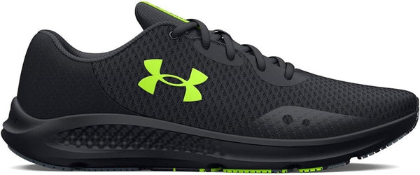 3024878 Under Armour Men's Charged Pursuit 3 Running Shoe Black/Lime Surge 7.5 Like New