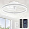 LEDIARY Ceiling Fans with Lights and Remote, 20" Low Profile Ceiling Fan, White - Like New