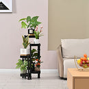 TITTIFERS 6 Tier Tall Plant Stand Foldable Corner 30" Tall Flower Stand - Black - Brand New