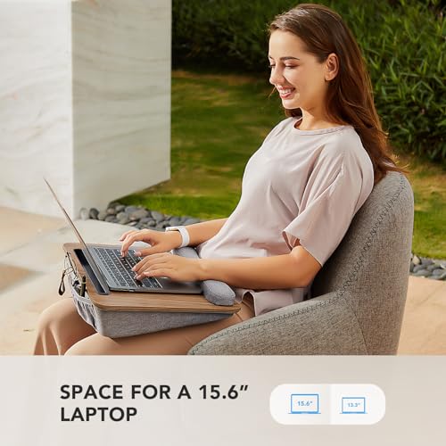 HUANUO PORTABLE LAP LAPTOP DESK WITH PILLOW CUSHION, FITS 15.6" LAPTOP - GRAY - Like New