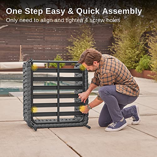 EAST OAK MODERN 3 PIECES PATIO CONVERSATION ARMCHAIRS COFFEE TABLE - BLACK&GRAY - Like New