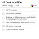 HP DESKJET 4227E WIRELESS ALL-IN-ONE COLOR INKJET PRINTER 6W7F0A - WHITE - Like New