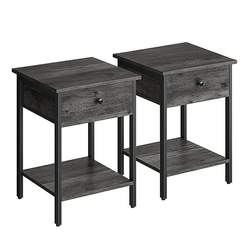 VASAGLE Nightstands Set of 2, End Tables, Side Tables with Drawer and Shelf - Like New