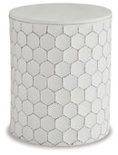 SIGNATURE DESIGN BY ASHLEY POLLY GEOMETRIC HONEYCOMB STOOL OR TABLE - WHITE - Like New