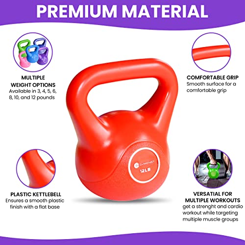 GYMENIST EXERCISE KETTLEBELL FITNESS WORKOUT BODY EQUIPMENT 12 LB - RED - Like New