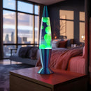JAMBO 16" Beautiful Lamp- Blue with Yellow/Green Wax, Relaxing Liquid Light - Like New