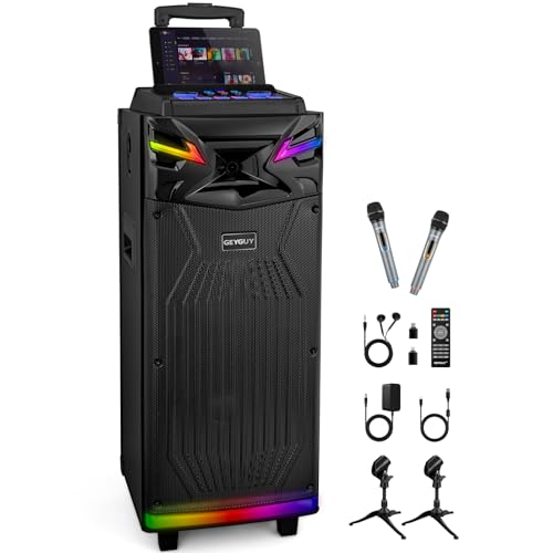 GEYGUY GTSK210-1 DUAL 10-INCH DSP BLUETOOTH KARAOKE MACHINE WITH 2 MICROPHONES - Like New
