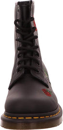 Dr. Martens Womens 1460 Vonda Floral Leather Lace Up Boots Softy T Black 5 - Brand New