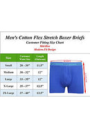 BLU ROCK MEN'S COTTON FLEX STRETCH BOXER BRIEFS-3 PACK SIZE MEDIUM - MEDIUM BLUE - Brand New