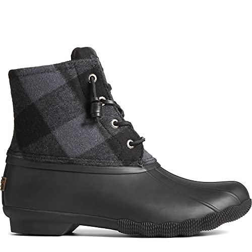 SPERRY WOMEN'S SALTWATER RAIN BOOT - SIZE WOMEN 5.5 (EU W35.5) - BLACK CHECK - Like New