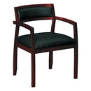 HON Basyx HVL852N SofThread Leather Chair Wood Frame Mahogany Finish - Black - Brand New