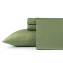 BIBB HOME 1500 COUNT DAMASK STRIPE 4 PIECE SHEET QUEEN SET - SAGE - Brand New