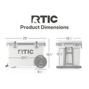 RTIC 52 QUART ULTRA-LIGHT WHEELED HARD COOLER - WHITE/GRAY - Like New