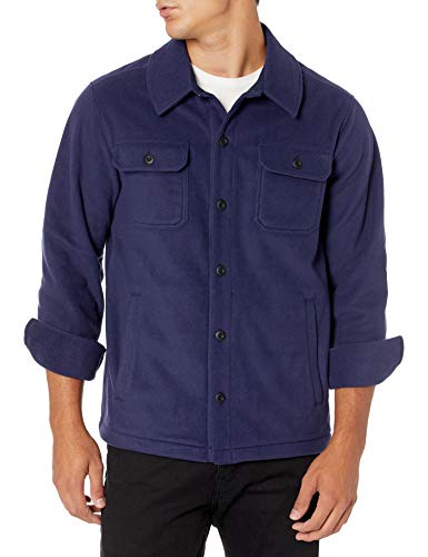 AMAZON ESSENTIALS MEN'S LONG-SLEEVE POLAR FLEECE SHIRT JACKET NAVY SIZE:M - Brand New